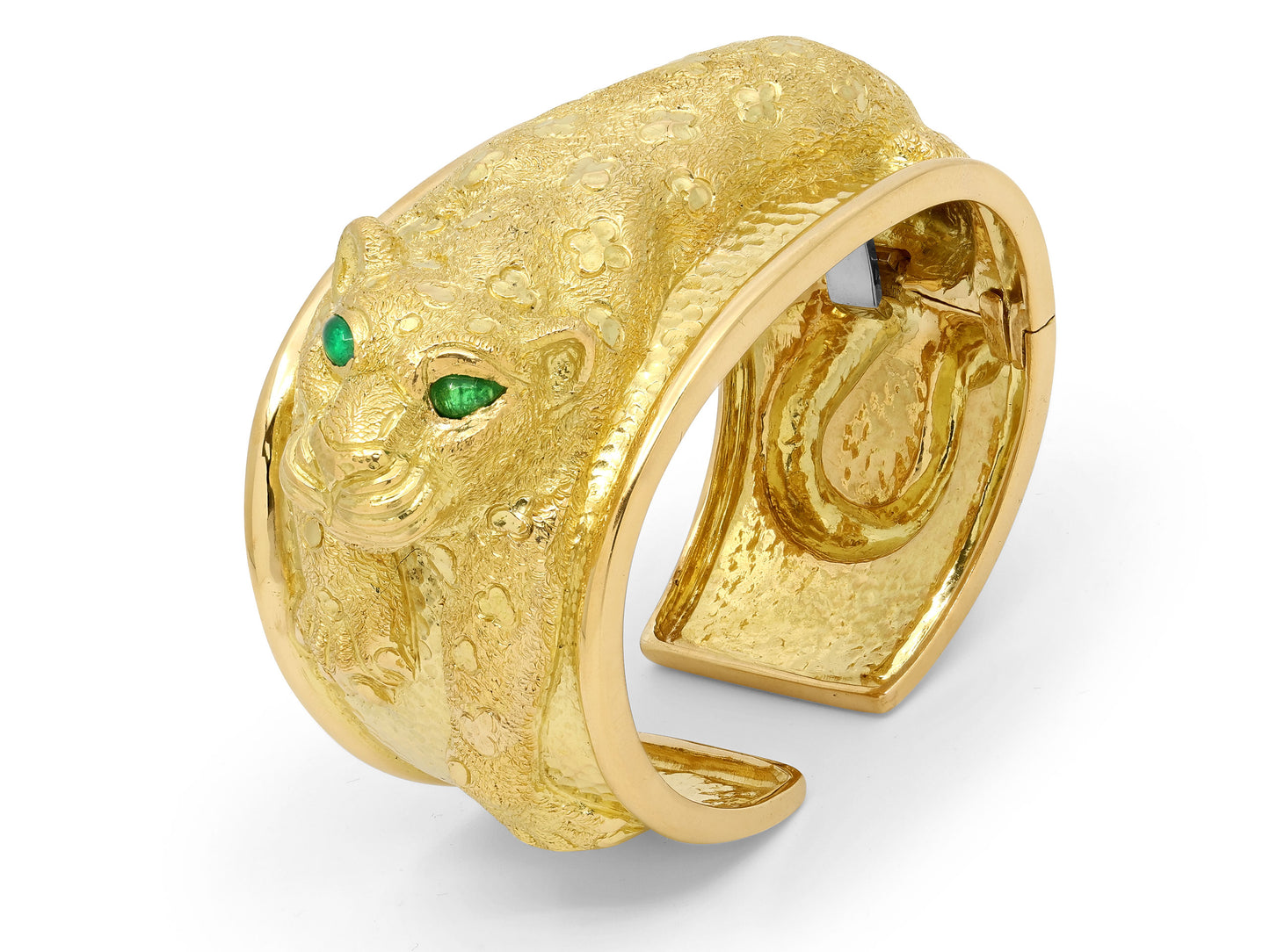 David Webb 'Repoussé Leopard Cuff' Bracelet in 18K Gold