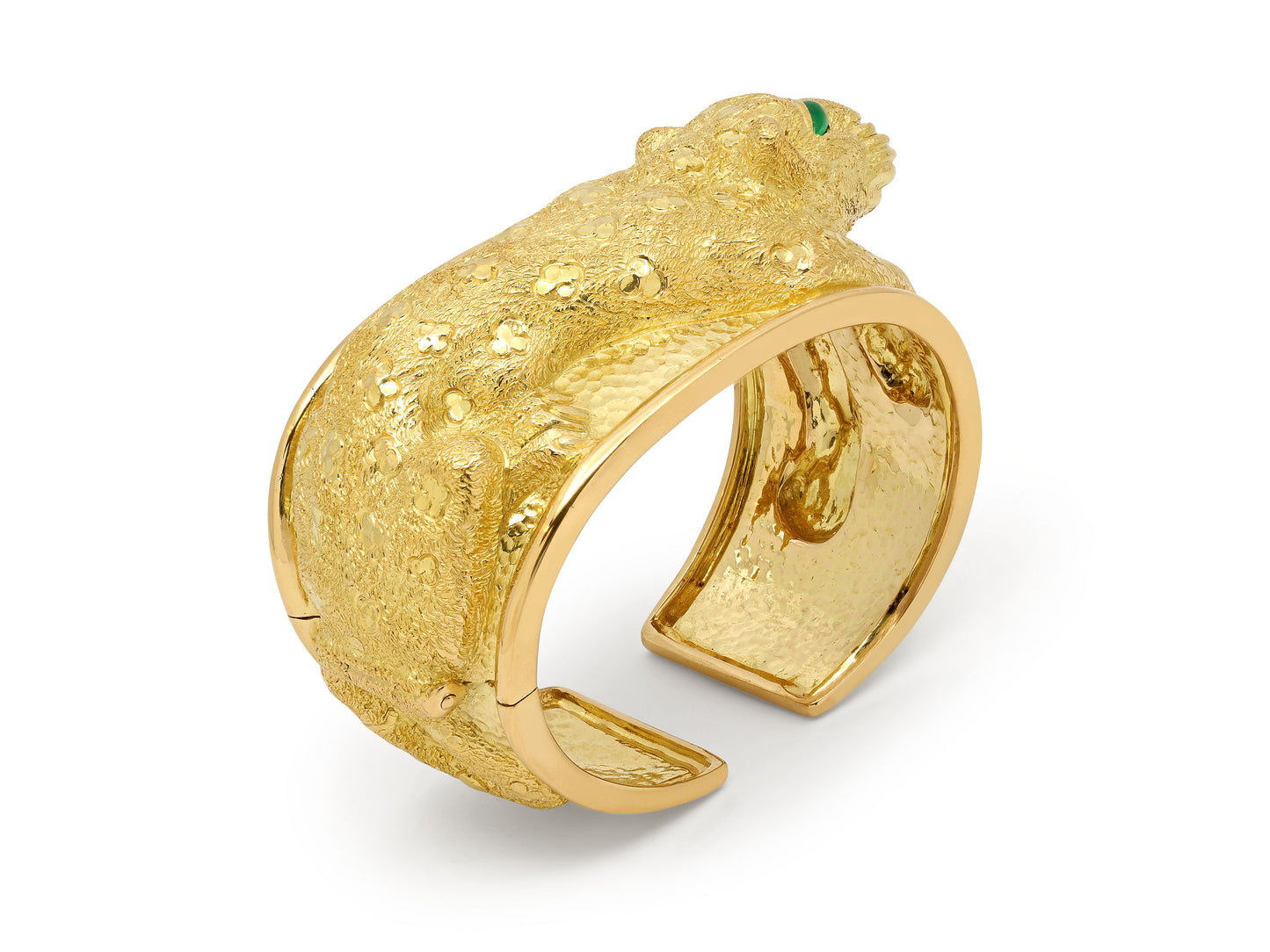 David Webb 'Repoussé Leopard Cuff' Bracelet in 18K Gold
