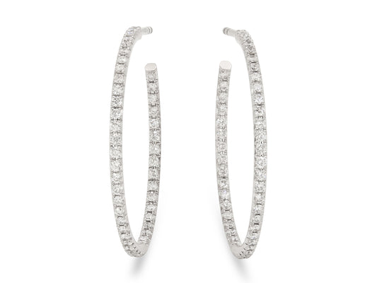 Tiffany & Co. 'Metro' Diamond Hoop Earrings in 18K White Gold, Large