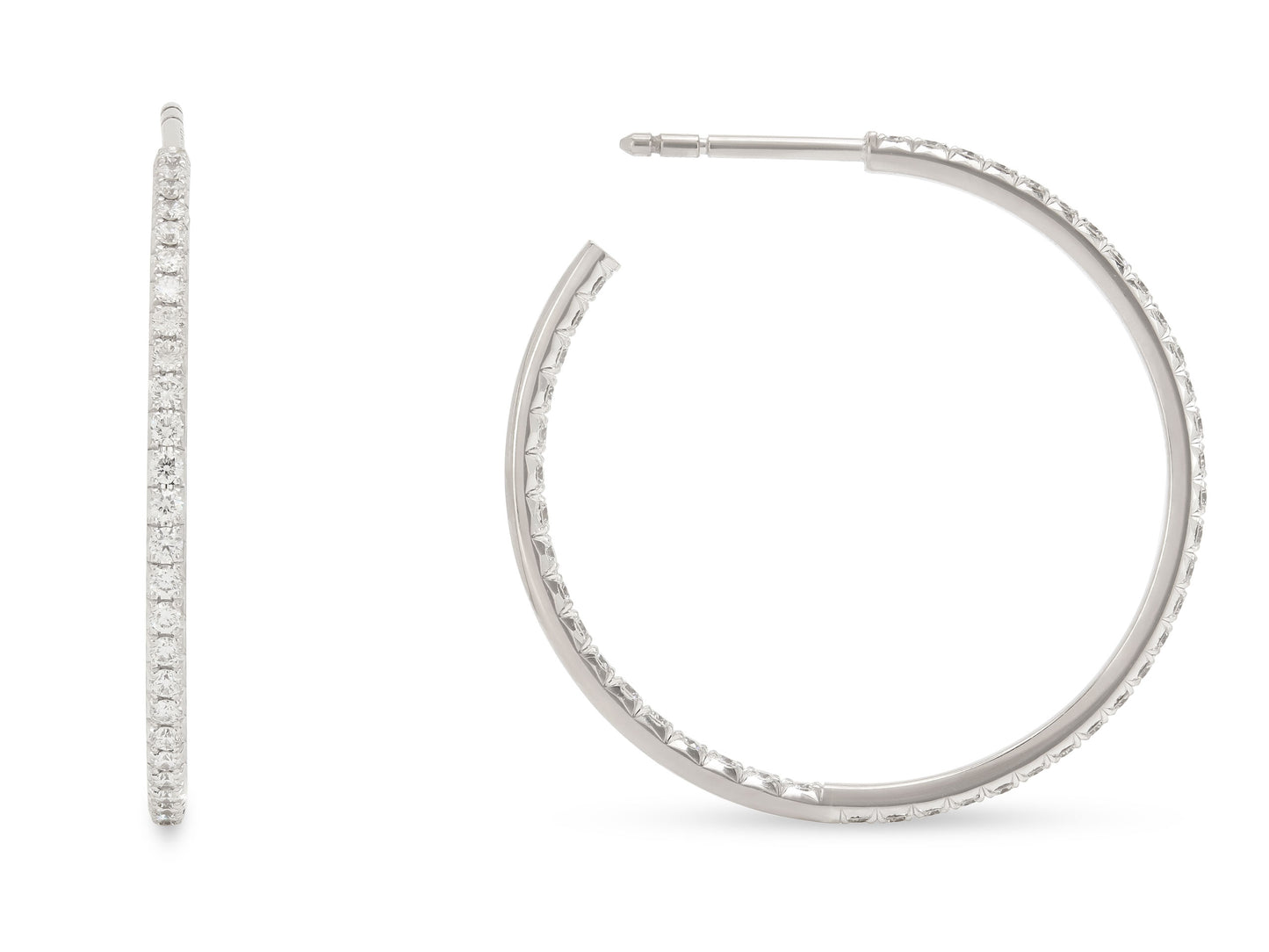 Tiffany & Co. 'Metro' Diamond Hoop Earrings in 18K White Gold, Large