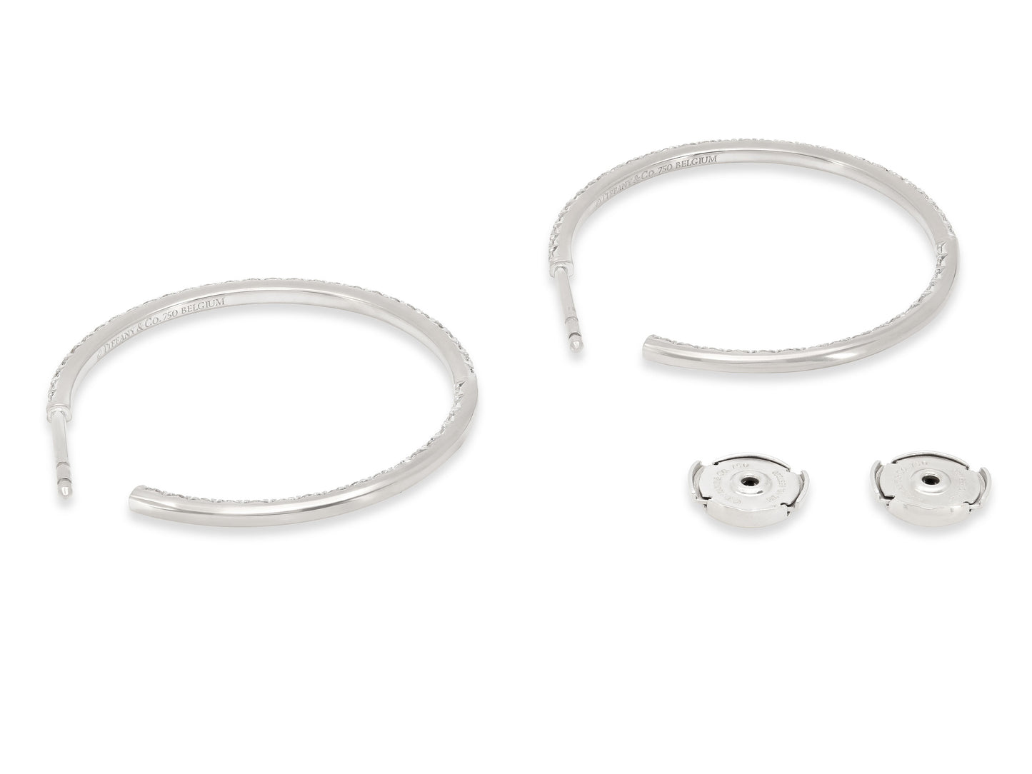 Tiffany & Co. 'Metro' Diamond Hoop Earrings in 18K White Gold, Large