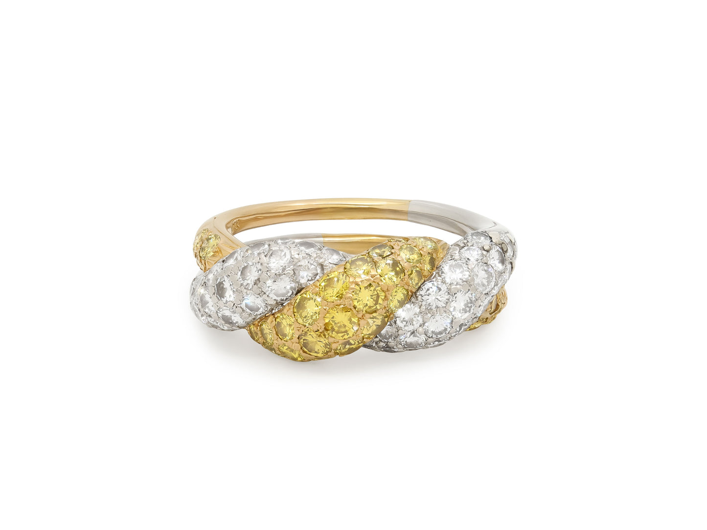 Oscar Heyman Mid-Century White and Yellow Diamond Ring in 18K Gold and Platinum