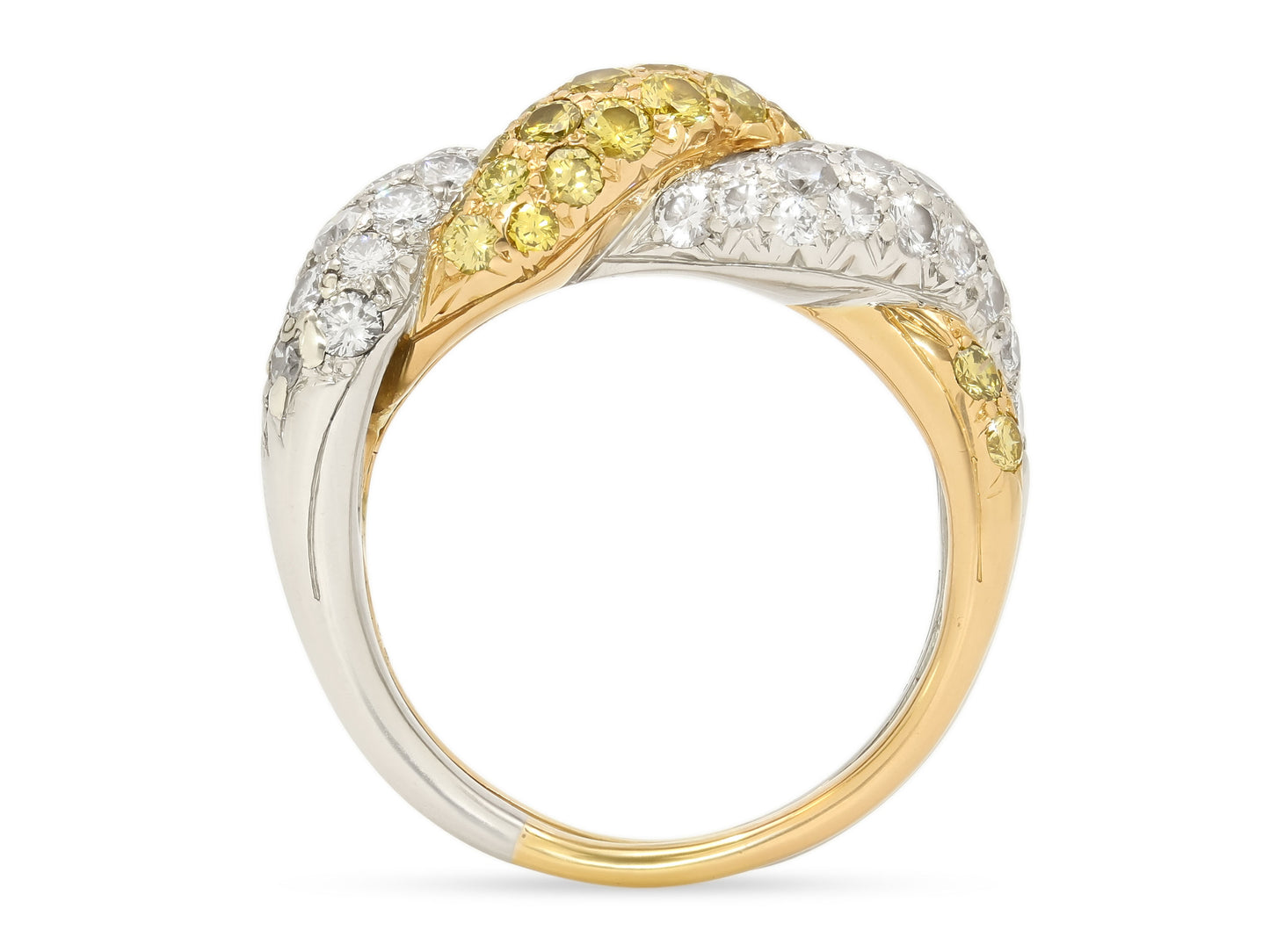 Oscar Heyman Mid-Century White and Yellow Diamond Ring in 18K Gold and Platinum
