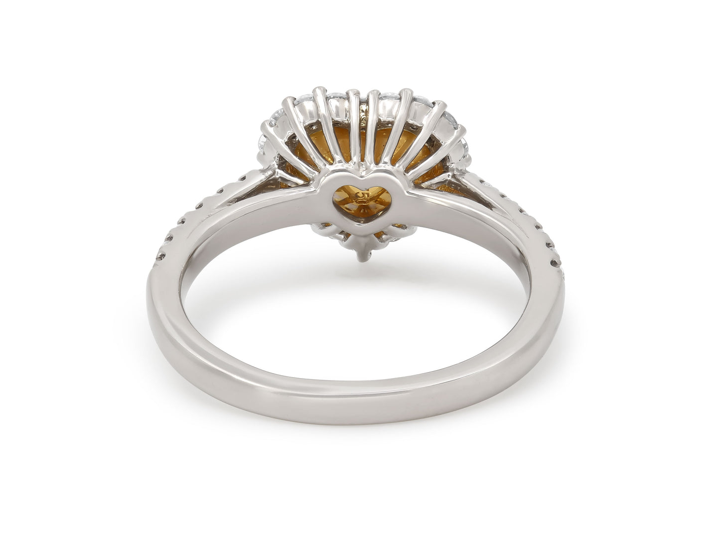 Emerald Heart and Diamond Ring in Platinum and 18K Gold