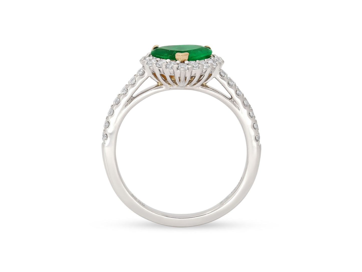 Emerald Heart and Diamond Ring in Platinum and 18K Gold