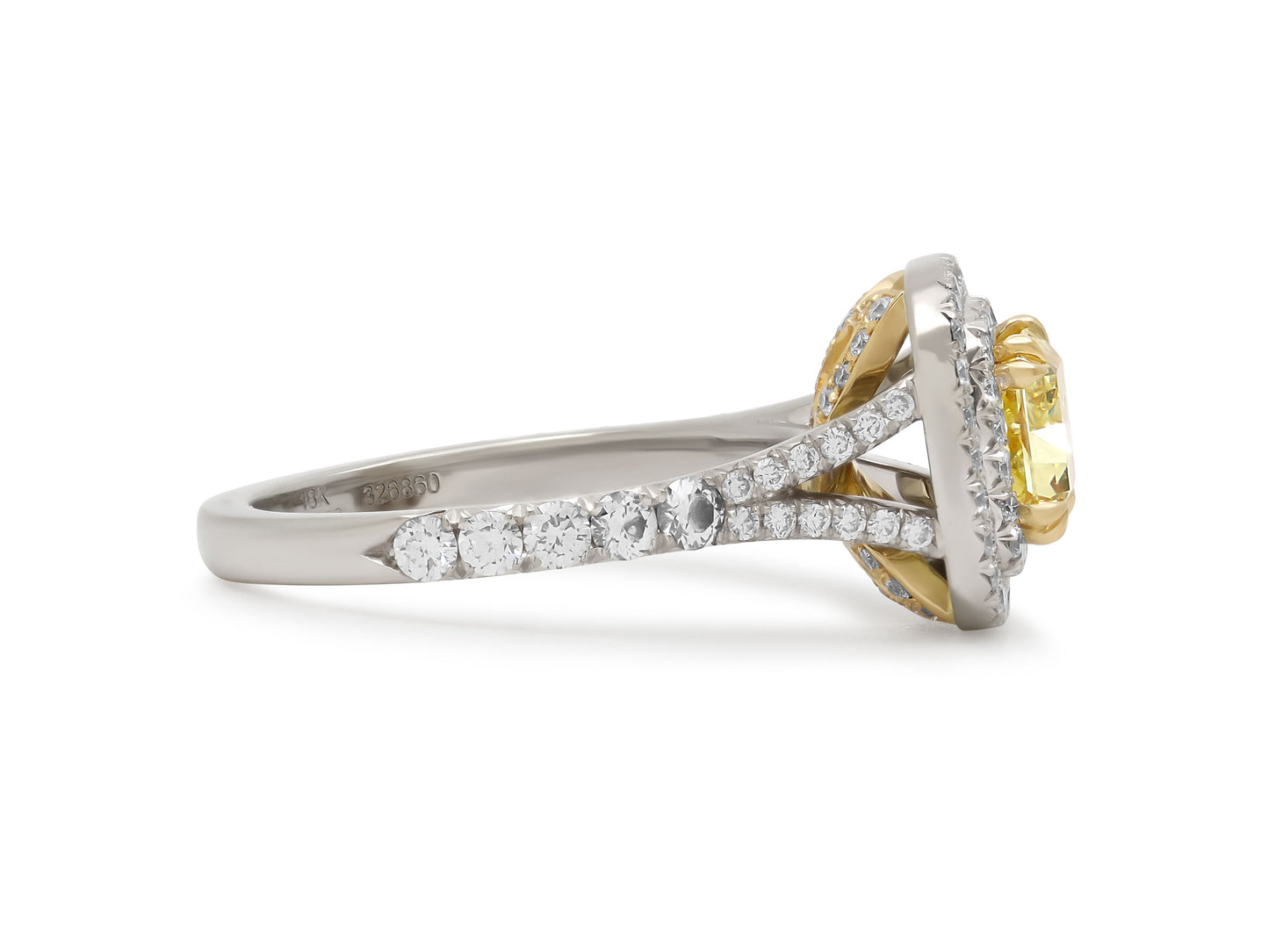 Yellow Diamond Ring, 1.51 carat Fancy Intense Yellow, in Platinum and 18K Gold, by Leibish