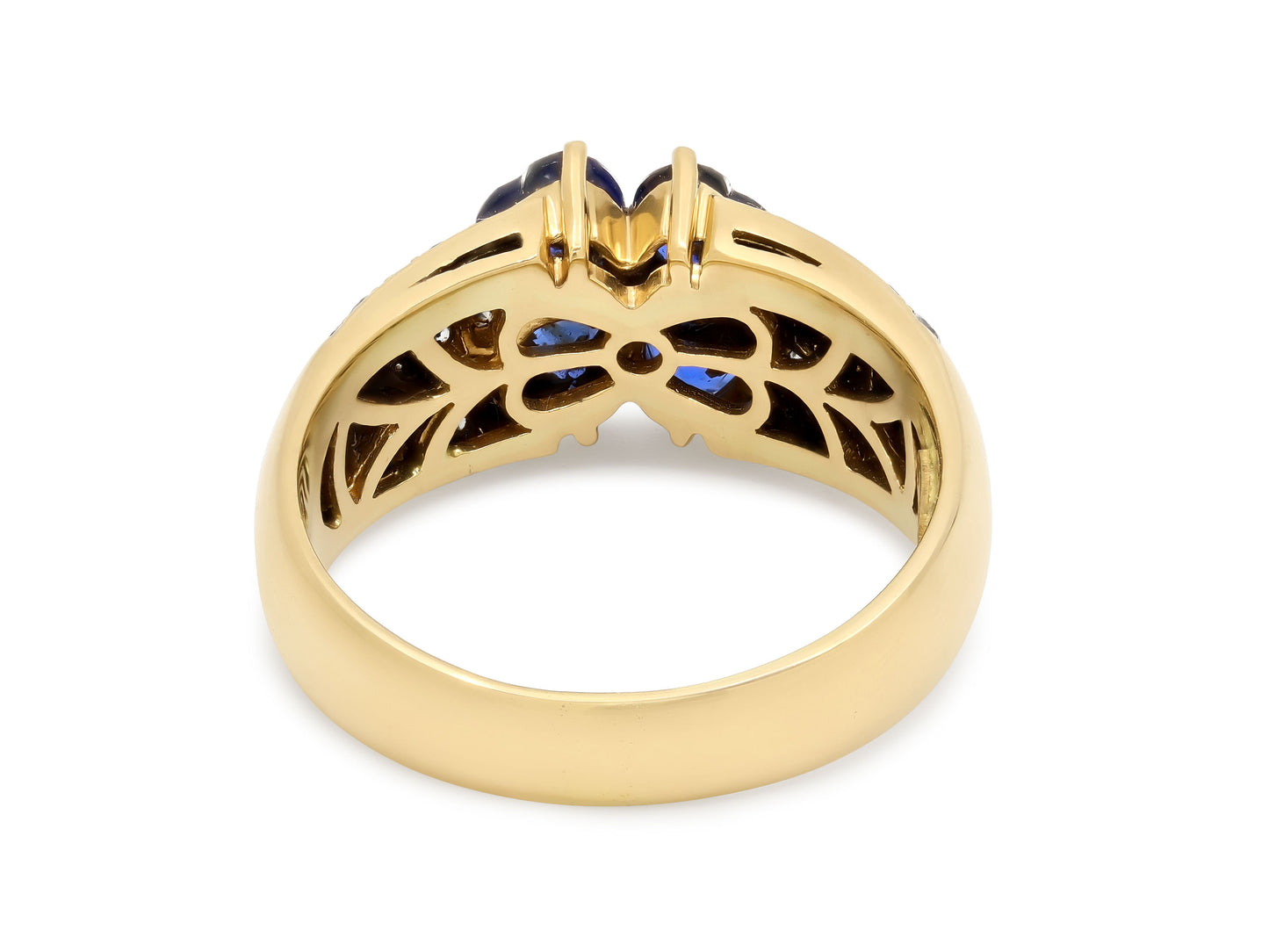 Sabbadini Sapphire and Diamond Clover Ring 18K Gold