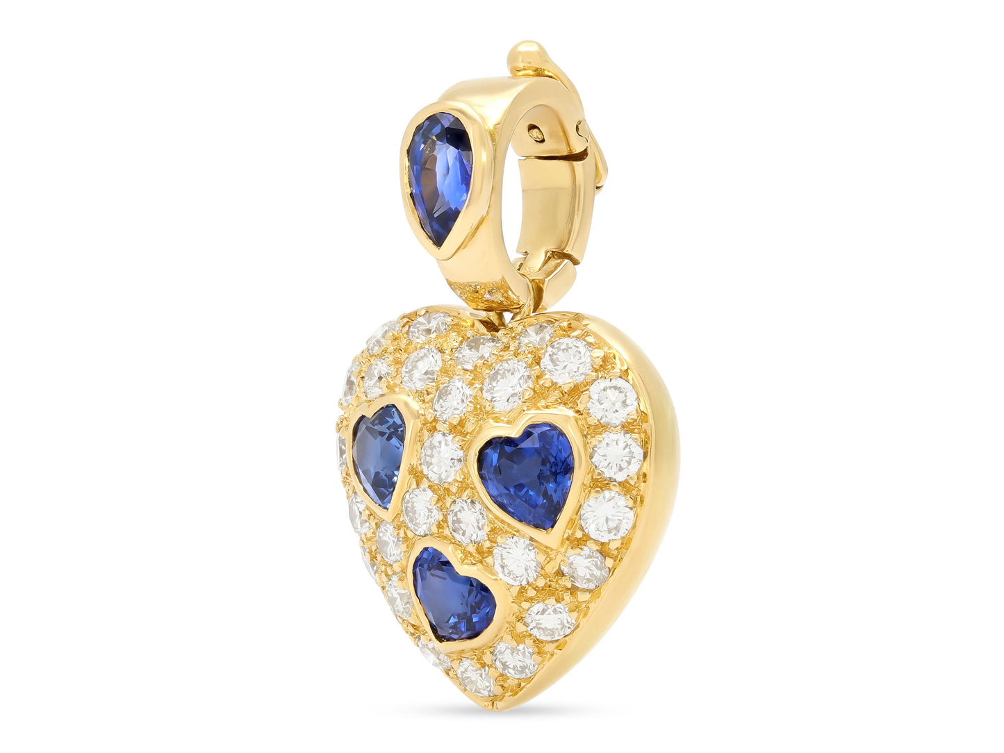 Sabbadini Diamond and Sapphire Heart Pendant in 18K Gold
