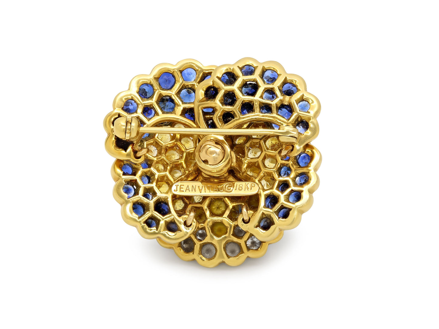 Jean Vitau Sapphire and Diamond 'Pansy' Brooch in 18K Gold