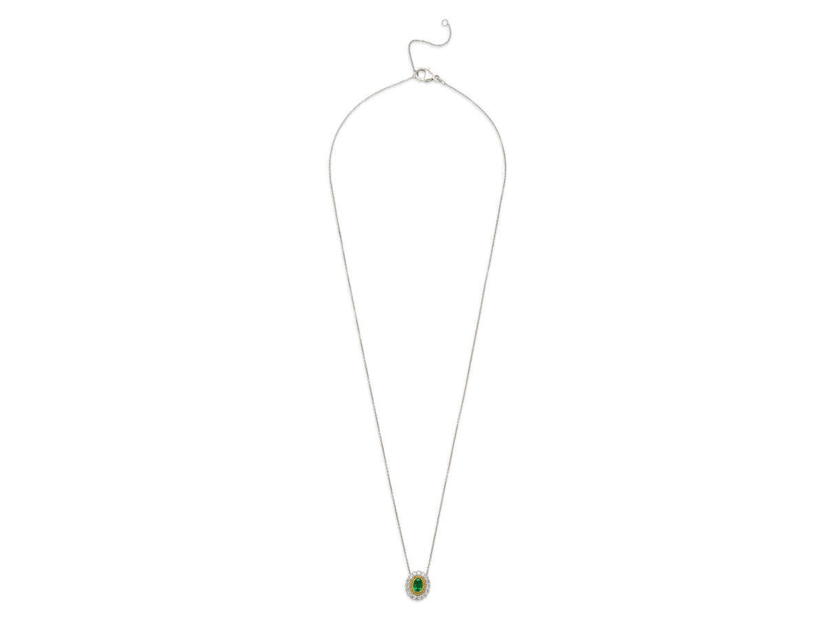 Leibish Emerald, Yellow and White Diamond Necklace 18K Gold
