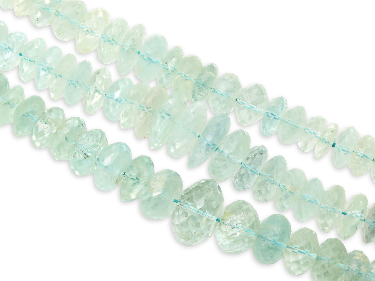 Seaman Schepps Three Row Aquamarine Bead Necklace in 18K White Gold