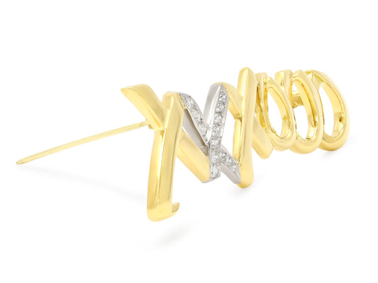 Tiffany & Co. Paloma Picasso Diamond 'XO' Brooch in 18K Gold and Platinum