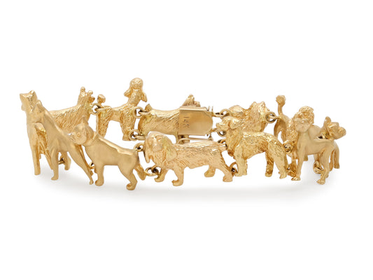 Dog Breed Link Bracelet in 14K Gold