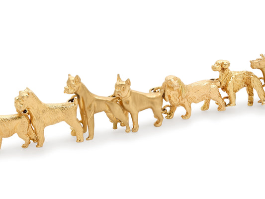 Dog Breed Link Bracelet in 14K Gold