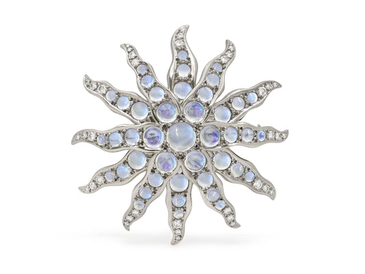 Tiffany & Co. 'Starburst' Moonstone Brooch in Platinum