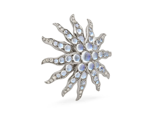 Tiffany & Co. 'Starburst' Moonstone Brooch in Platinum