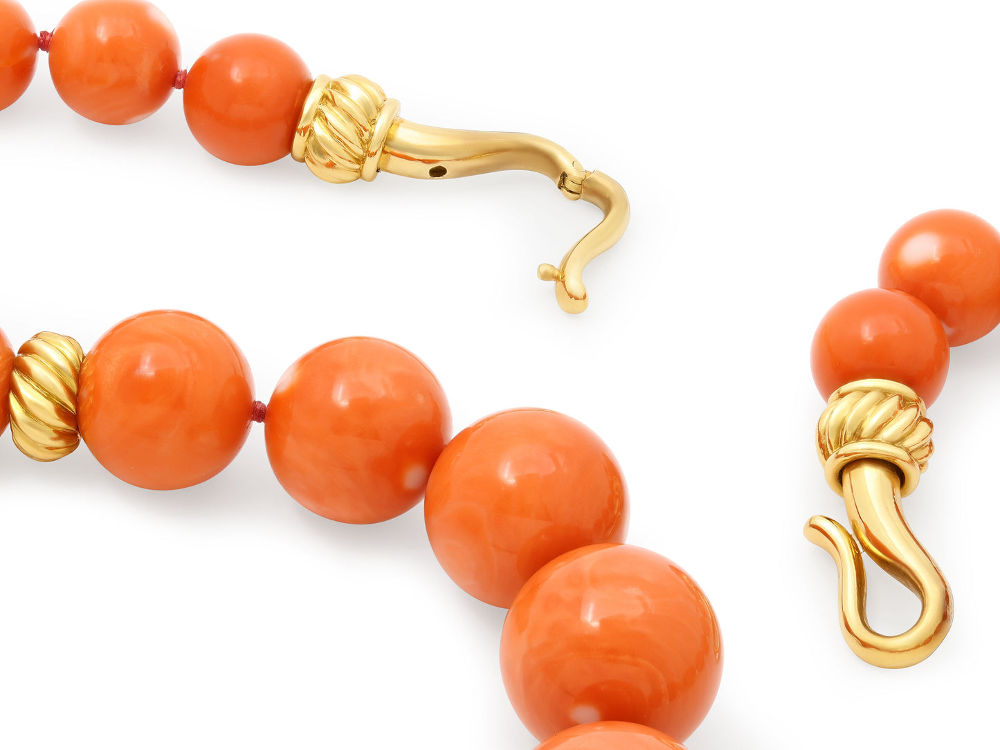 Coral Bead Necklace in 18K Gold