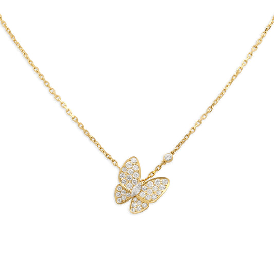 Van Cleef & Arpels 'Two Butterfly' Diamond Pendant 18K Gold