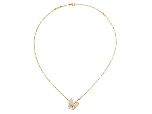 Van Cleef & Arpels 'Two Butterfly' Diamond Pendant 18K Gold