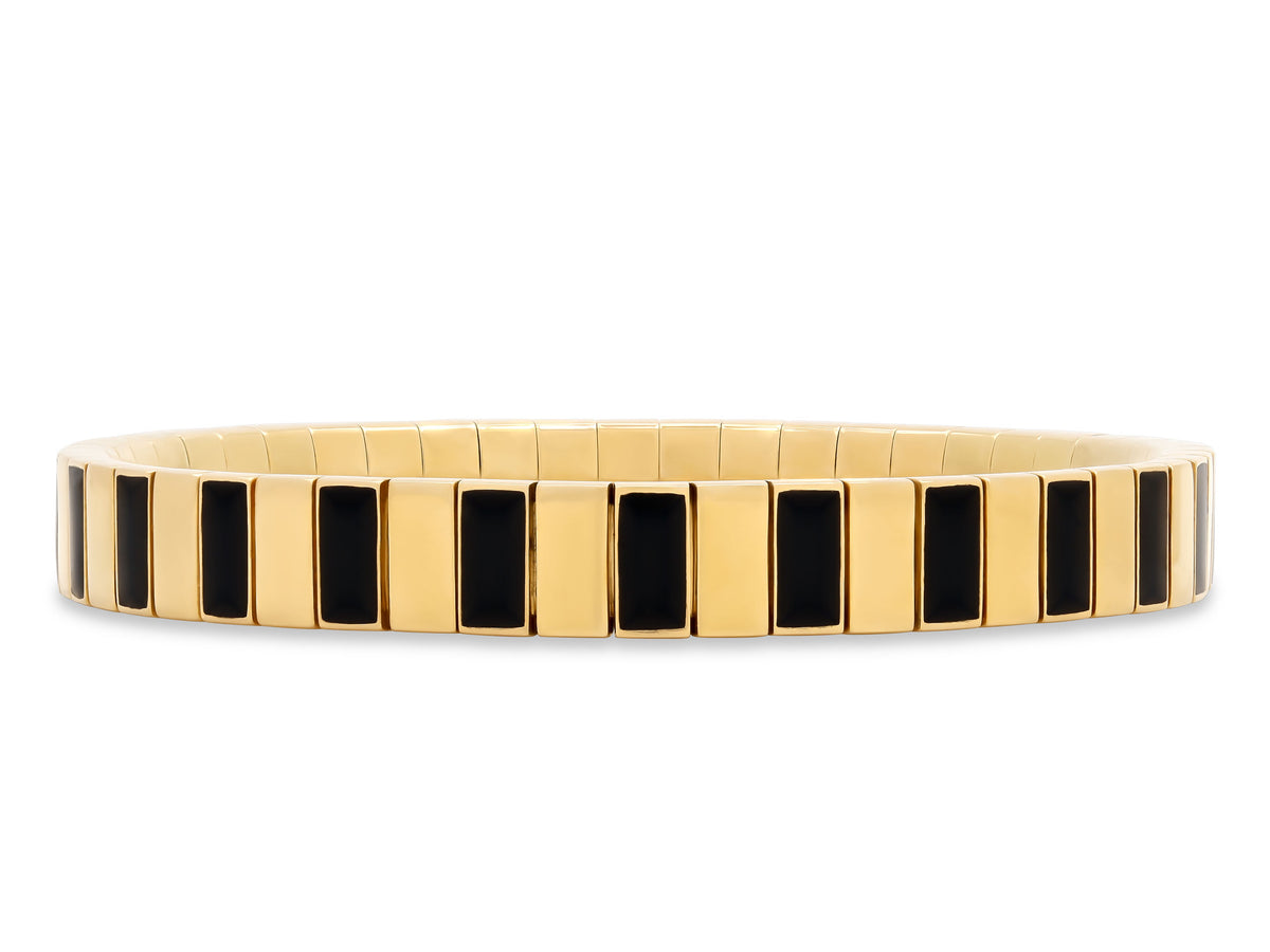 Onyx and Gold Stretch Bracelet in 18K Gold by Beladora