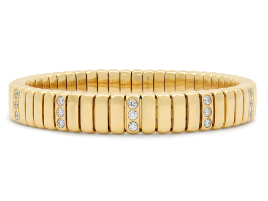 Stretch Bracelet with Diamonds, 9.5 mm, in 18K Gold by Beladora