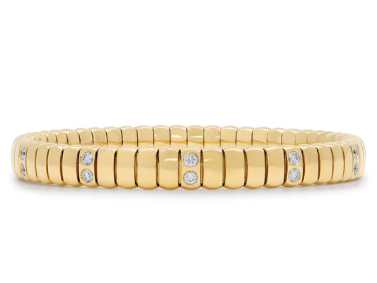 Stretch Bracelet with Diamonds, 7 mm, in 18K Gold by Beladora
