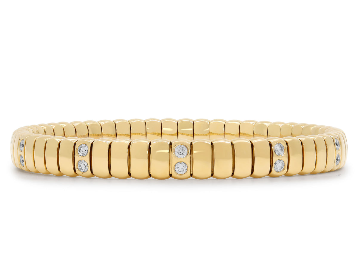 Stretch Bracelet with Diamonds, 7 mm, in 18K Gold by Beladora