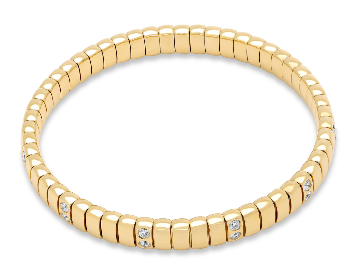 Stretch Bracelet with Diamonds, 7 mm, in 18K Gold by Beladora