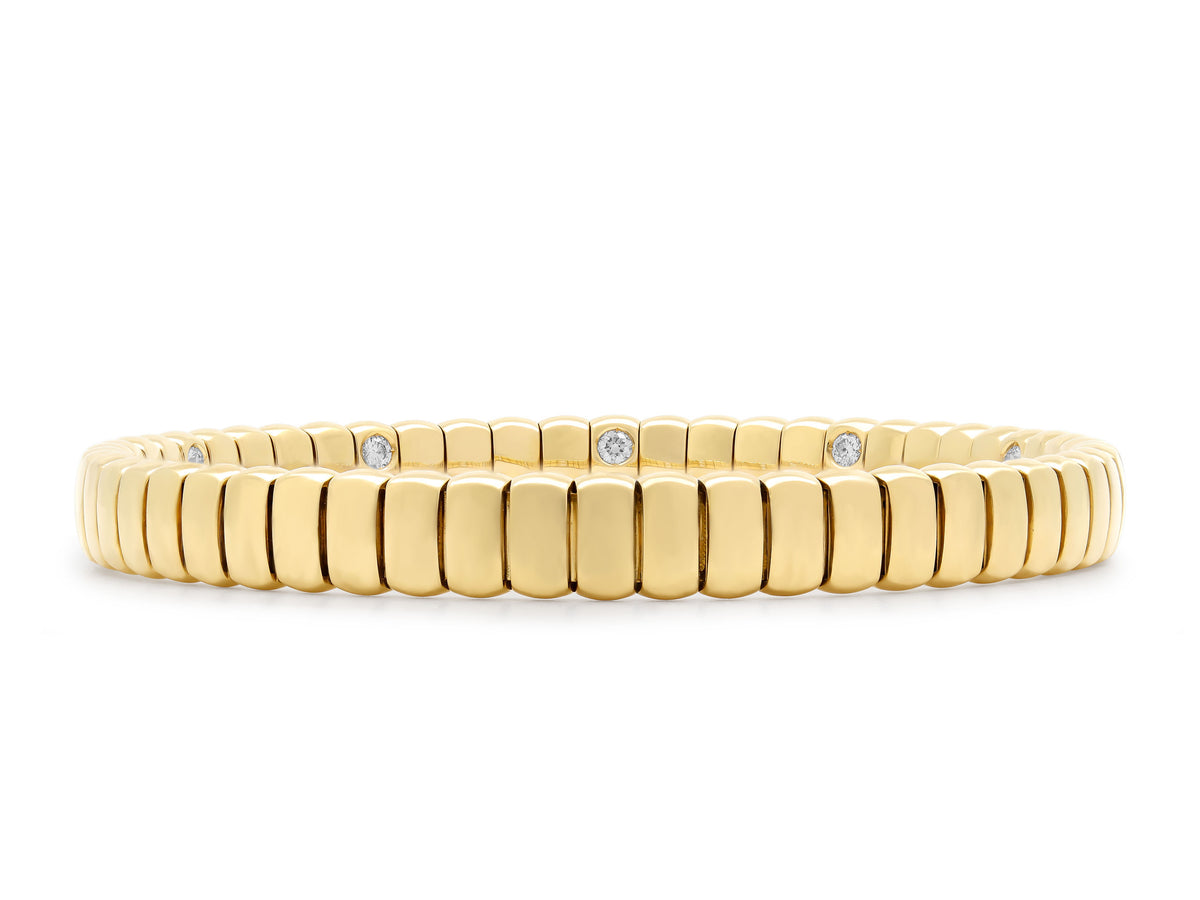 Stretch Bracelet with Diamonds, 7 mm, in 18K Gold by Beladora