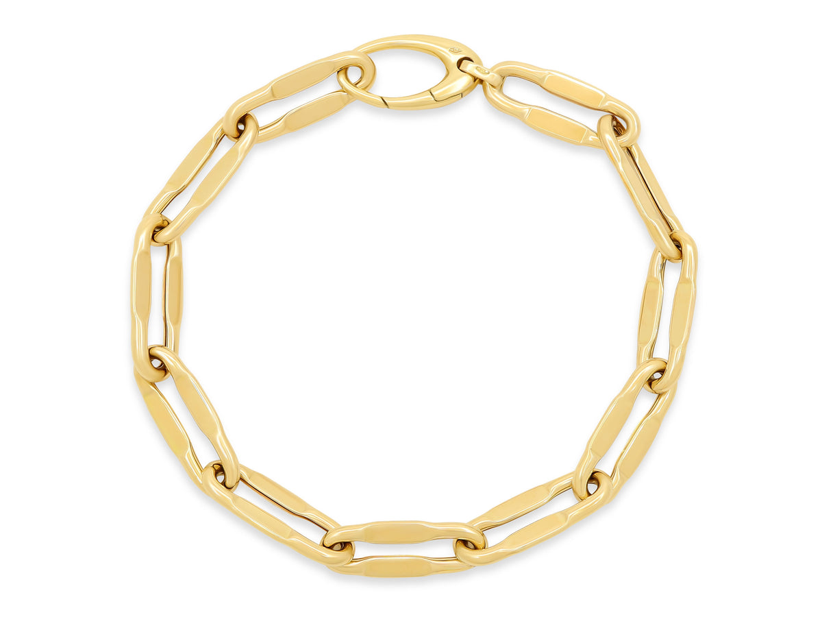 Flattened Paperclip Link Bracelet in 18K Gold, by Beladora