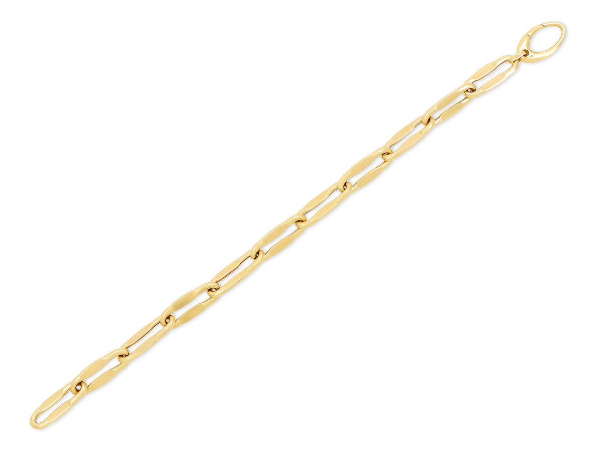 Flattened Paperclip Link Bracelet in 18K Gold, by Beladora