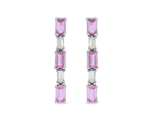 Beladora 'Bespoke' Pink Saphire and Diamond Earrings in Platinum