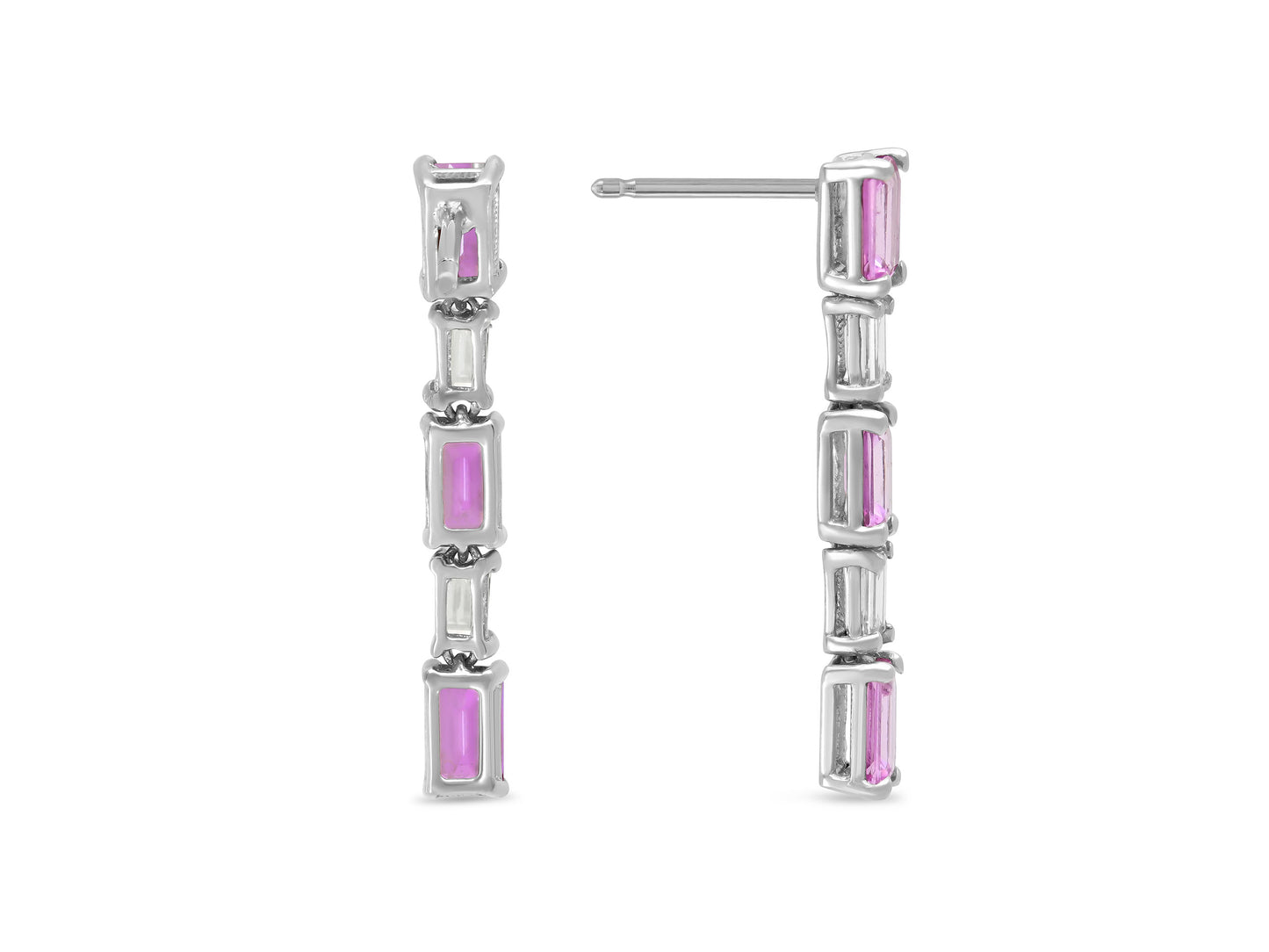Beladora 'Bespoke' Pink Saphire and Diamond Earrings in Platinum