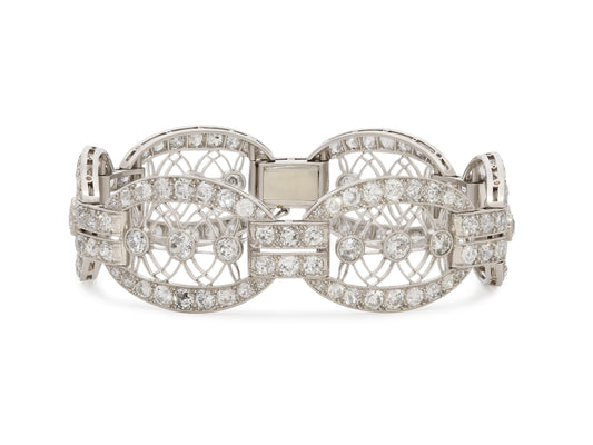 Antique Edwardian Diamond Filigree Bracelet in Platinum