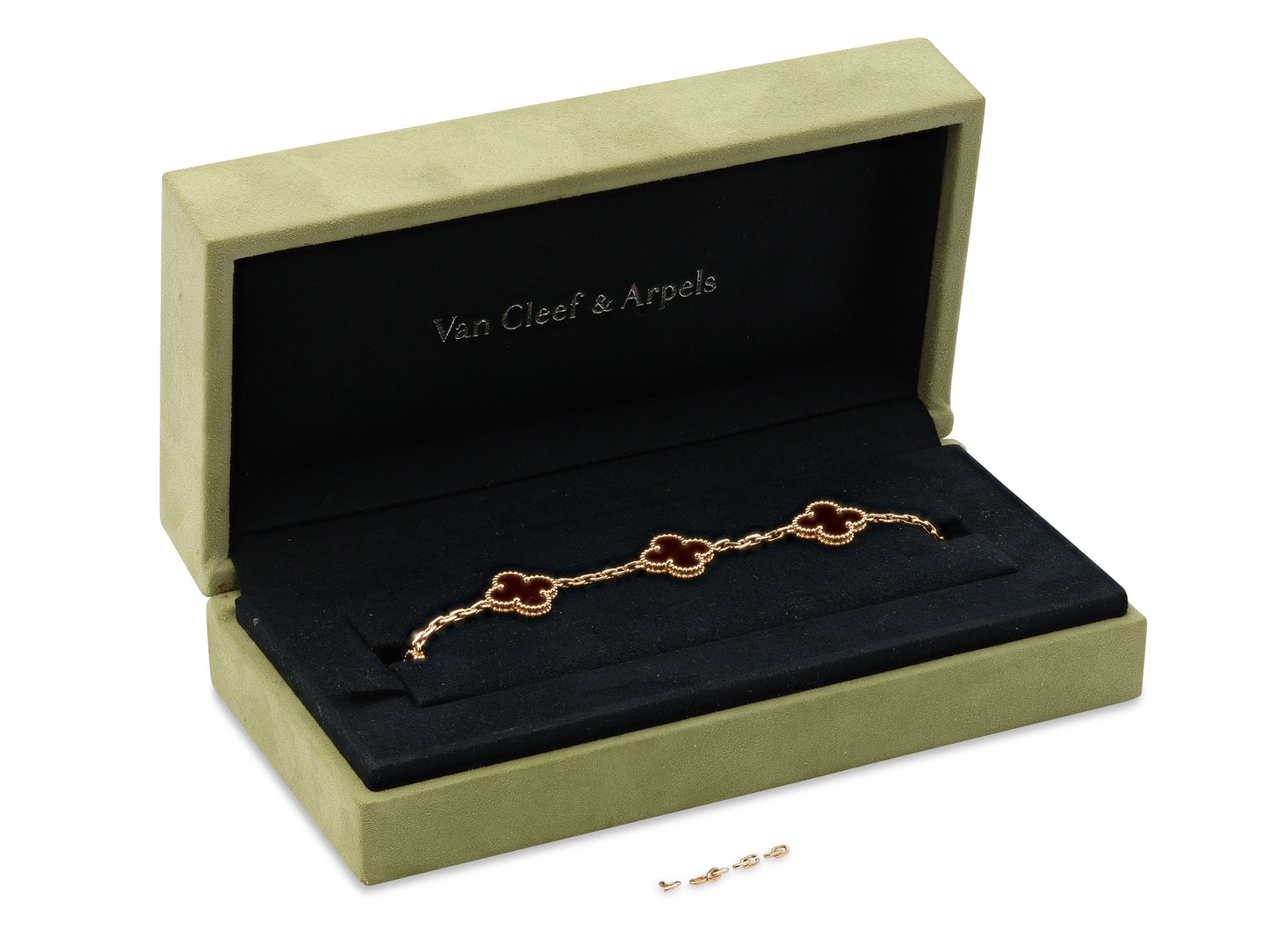 Van Cleef & Arpel 'Vintage Alhambra' Carnelian Bracelet, 5 Motifs, in 18K Gold