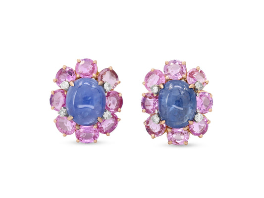 Beladora 'Reimagined' Sapphire and Diamond Earrings in 14K Rose Gold