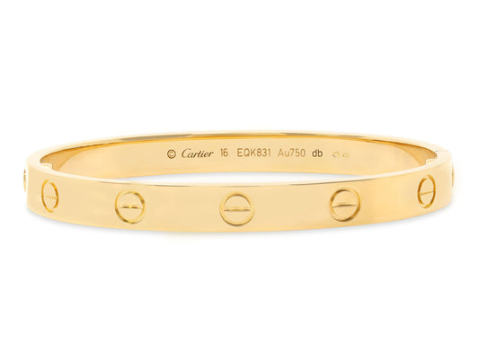 Cartier 'Love' Bracelet in 18K Gold, Classic Model, Size 16