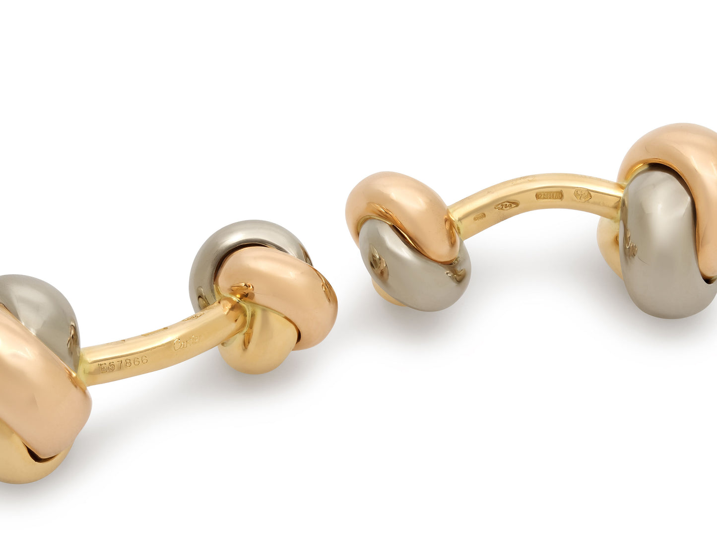 Cartier 'Trinity' Cufflinks in 18K White, Yellow, and Rose Gold