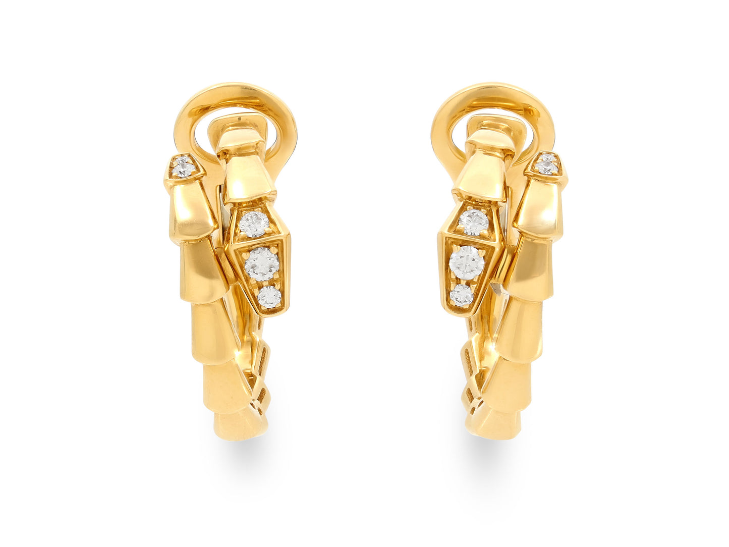 Bulgari 'Serpenti Viper' Diamond Hoop Earrings in 18K Gold
