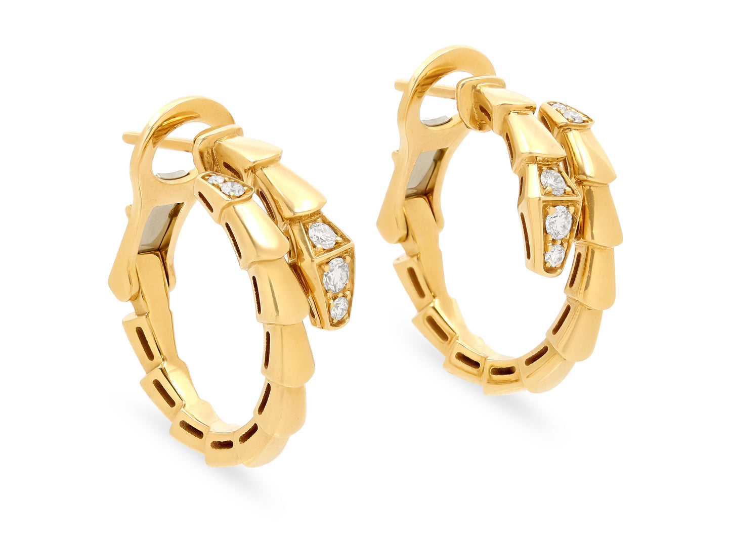 Bulgari 'Serpenti Viper' Diamond Hoop Earrings in 18K Gold