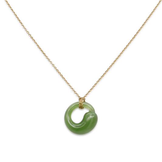 Tiffany & Co. Elsa Peretti 'Eternal Circle' Jade Pendant Necklace in 18K Gold