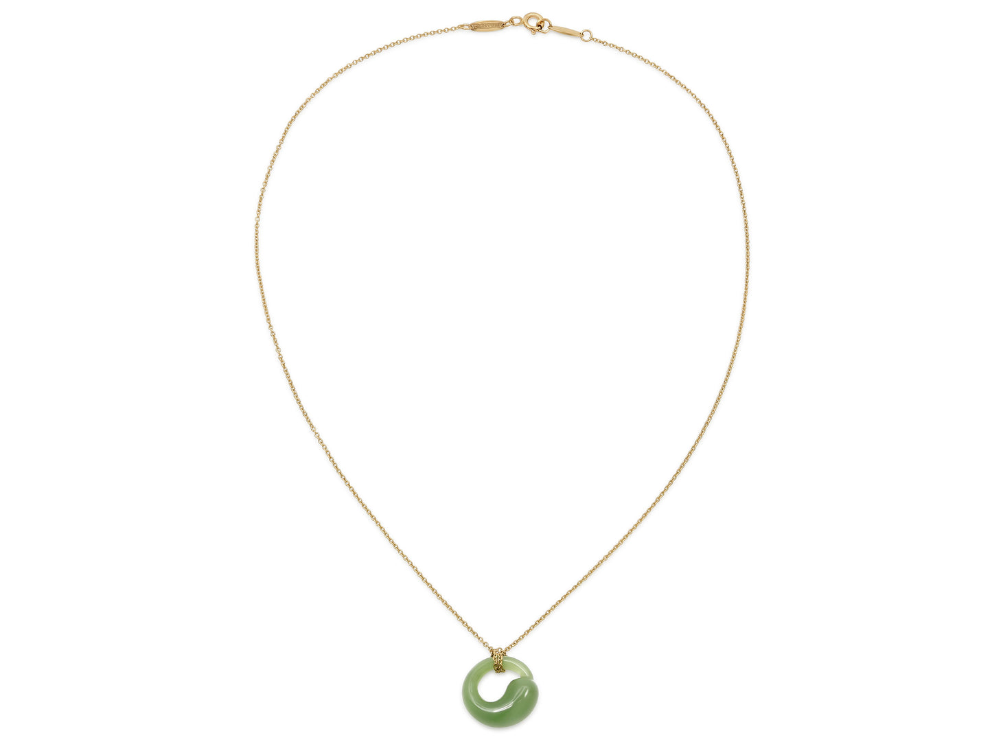 Tiffany & Co. Elsa Peretti 'Eternal Circle' Jade Pendant Necklace in 18K Gold