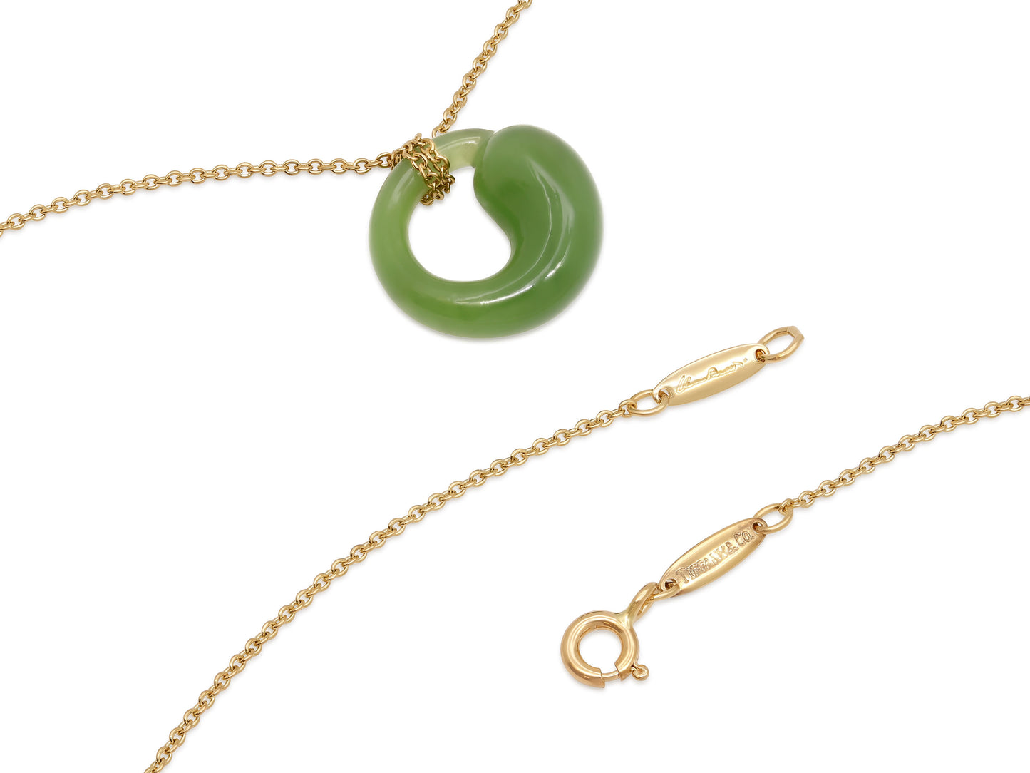 Tiffany & Co. Elsa Peretti 'Eternal Circle' Jade Pendant Necklace in 18K Gold