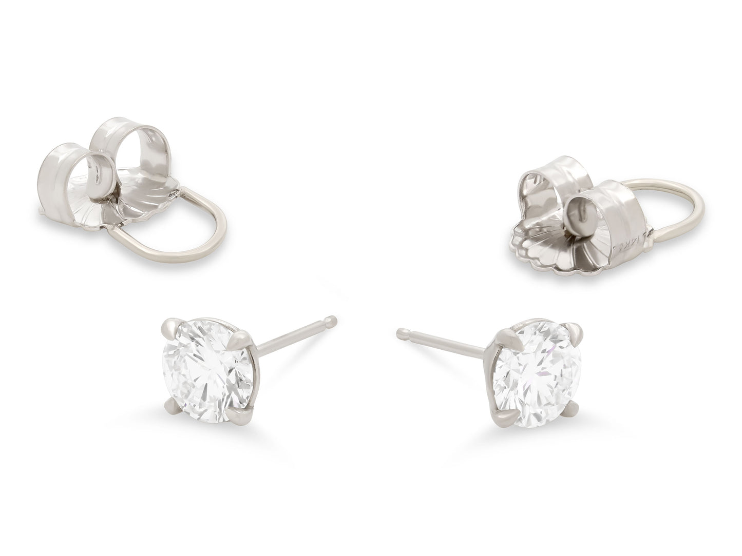 Diamond Stud Earrings, 2.12 total carats, H Color, in Platinum