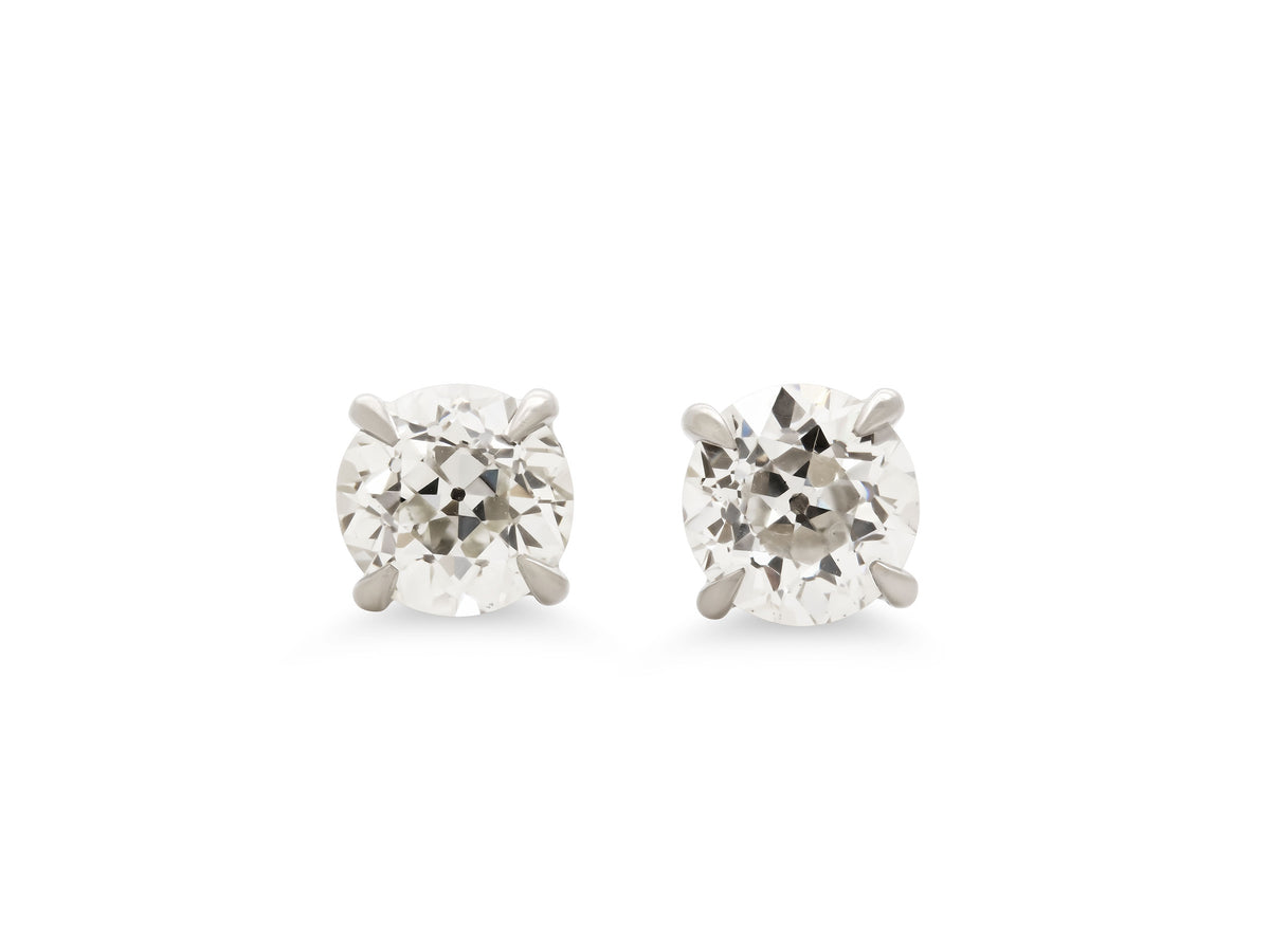 Beladora 'Bespoke' Old European Cut Diamond Stud Earrings, 3.25 total carats, in Platinum