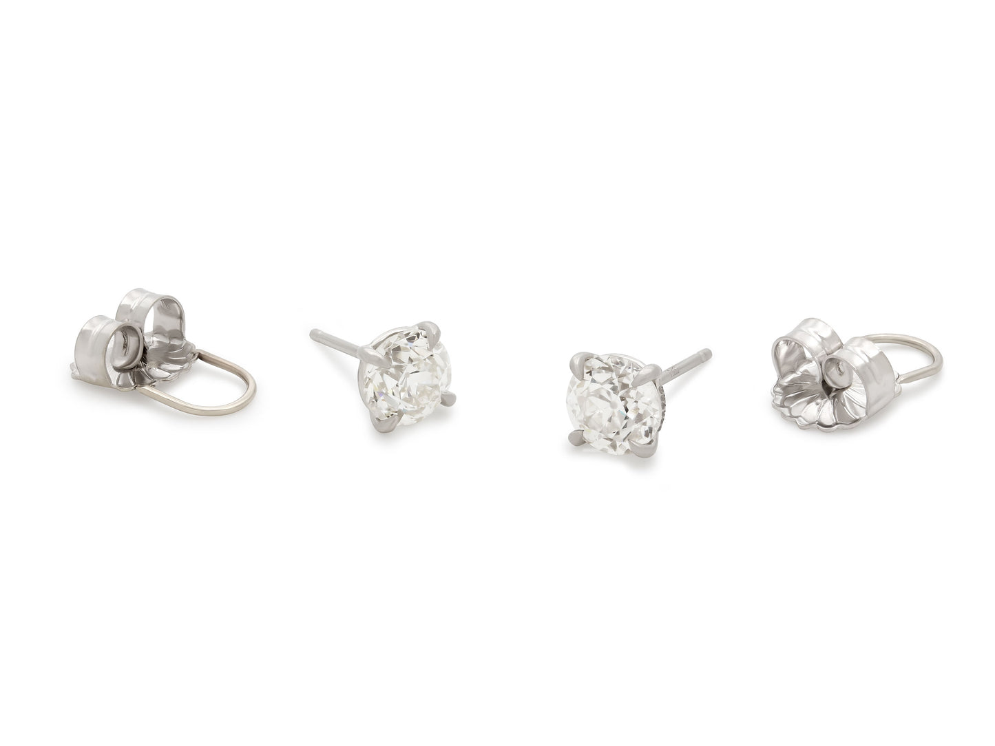 Beladora 'Bespoke' Old European Cut Diamond Stud Earrings, 3.25 total carats, in Platinum