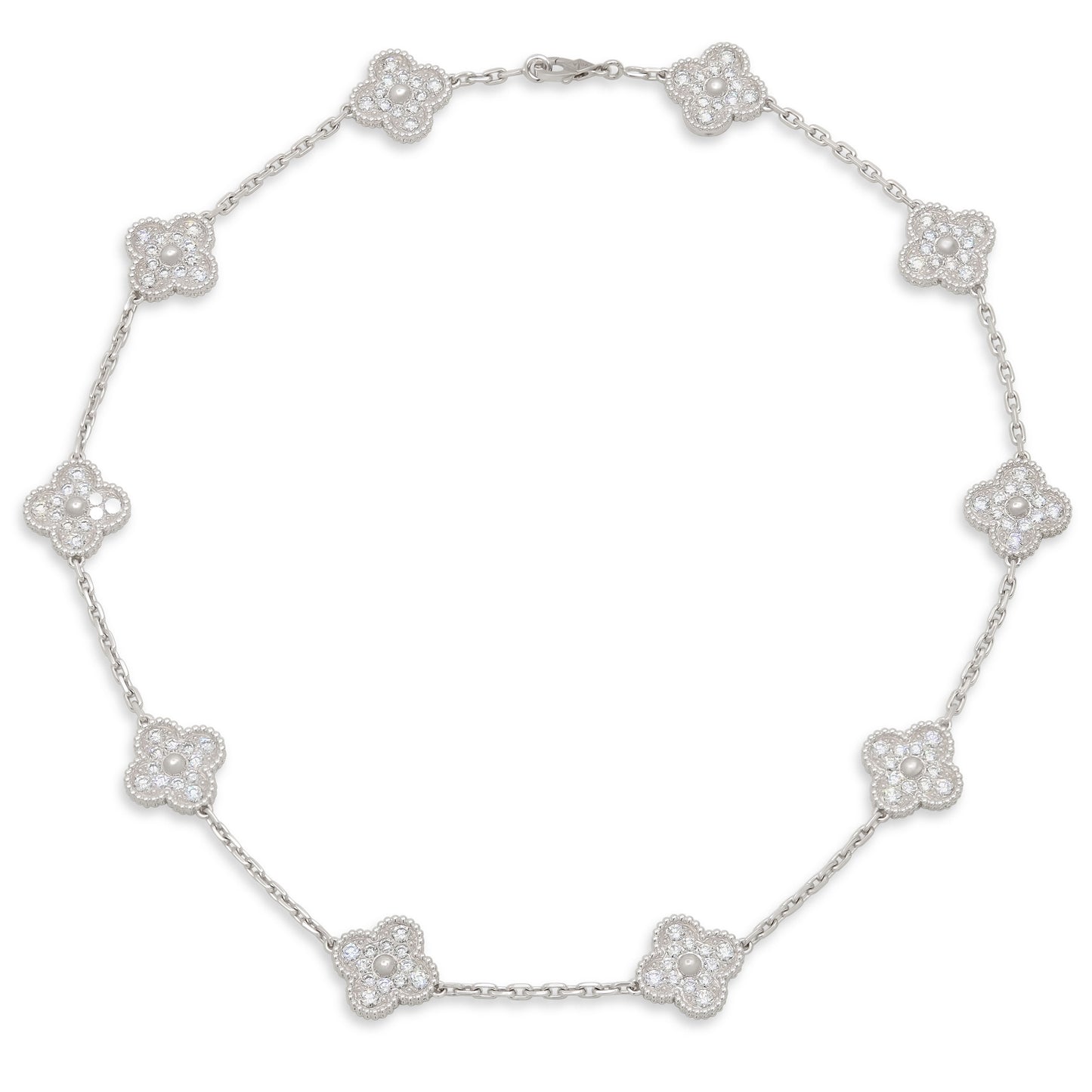 Van Cleef & Arpels 'Vintage Alhambra' Diamond Necklace, 10 motif, in 18K White Gold