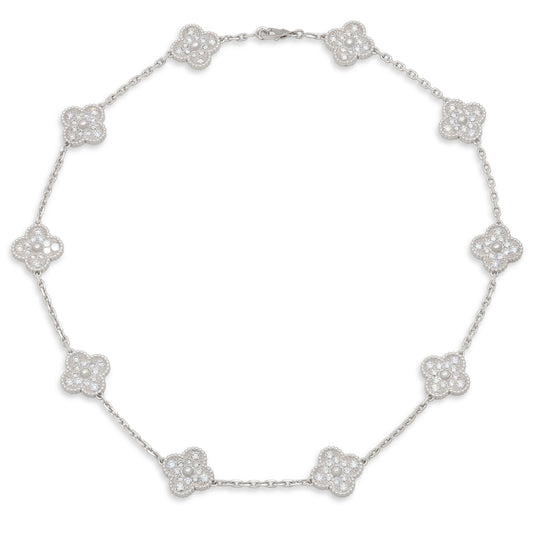 Van Cleef & Arpels 'Vintage Alhambra' Diamond Necklace, 10 motif, in 18K White Gold