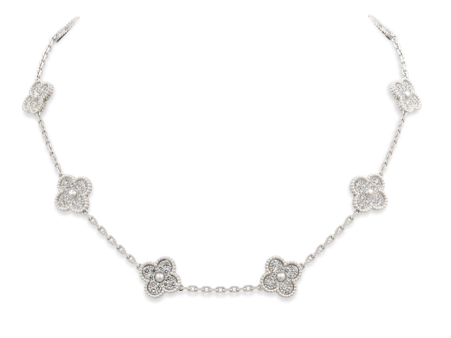 Van Cleef & Arpels 'Vintage Alhambra' Diamond Necklace, 10 motif, in 18K White Gold