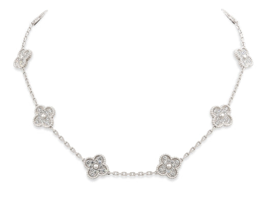 Van Cleef & Arpels 'Vintage Alhambra' Diamond Necklace, 10 motif, in 18K White Gold